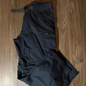 Men's Dark Blue Cargo Pants with Adjustable Belt